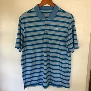 Blue Striped Adidas Golf Polo- Forest Hills Logo- Size Large